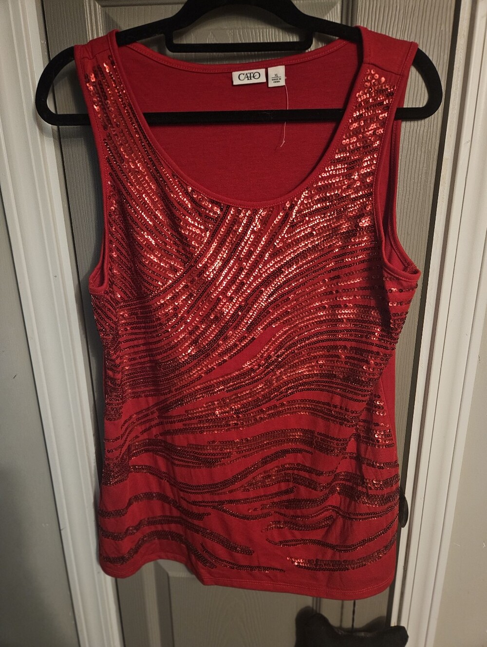 BRAND NEW ** Red Sequin Scoop Neck Tank